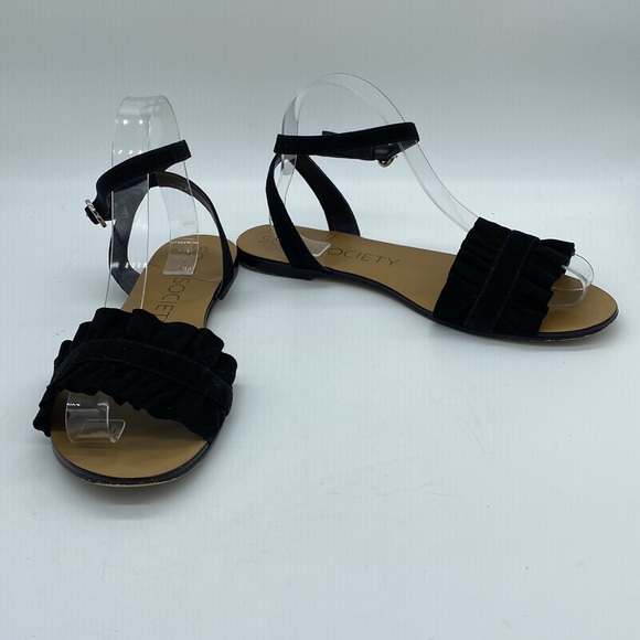 Sole Society Sandals Black Ruffles Womens Size 8.5 M - Picture 4 of 15